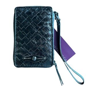Black Woven Leather Wristlet